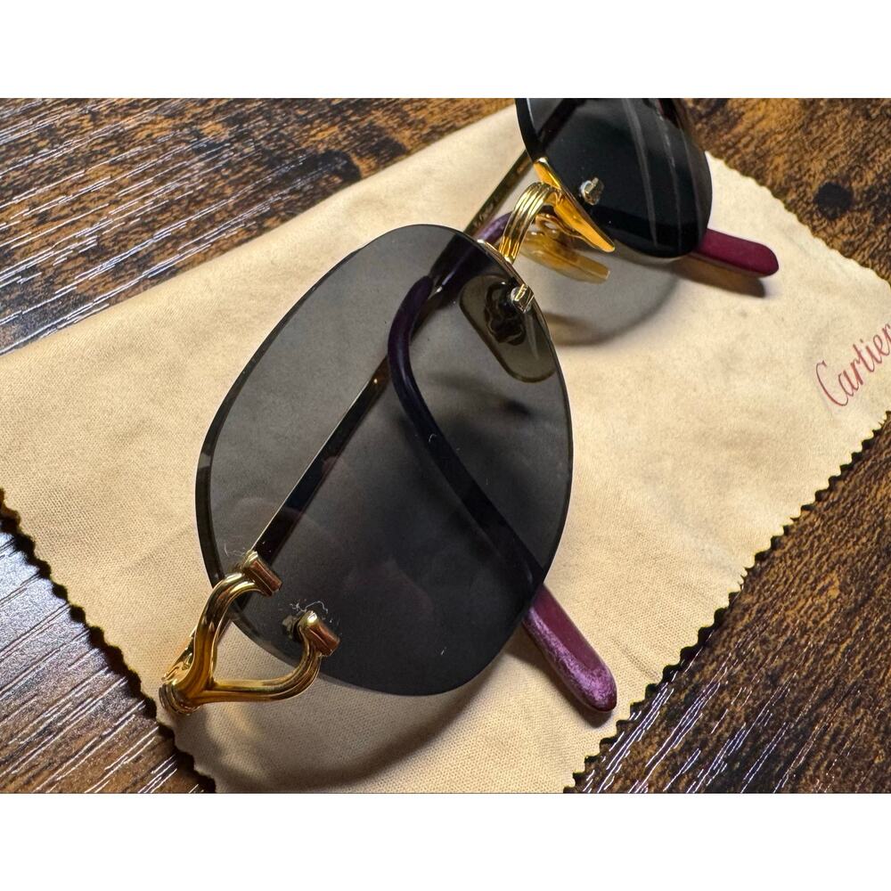 Cartier Vintage Rimless Women’s Prescription Gold Frame Sunglasses Size 130 - Picture 15 of 15